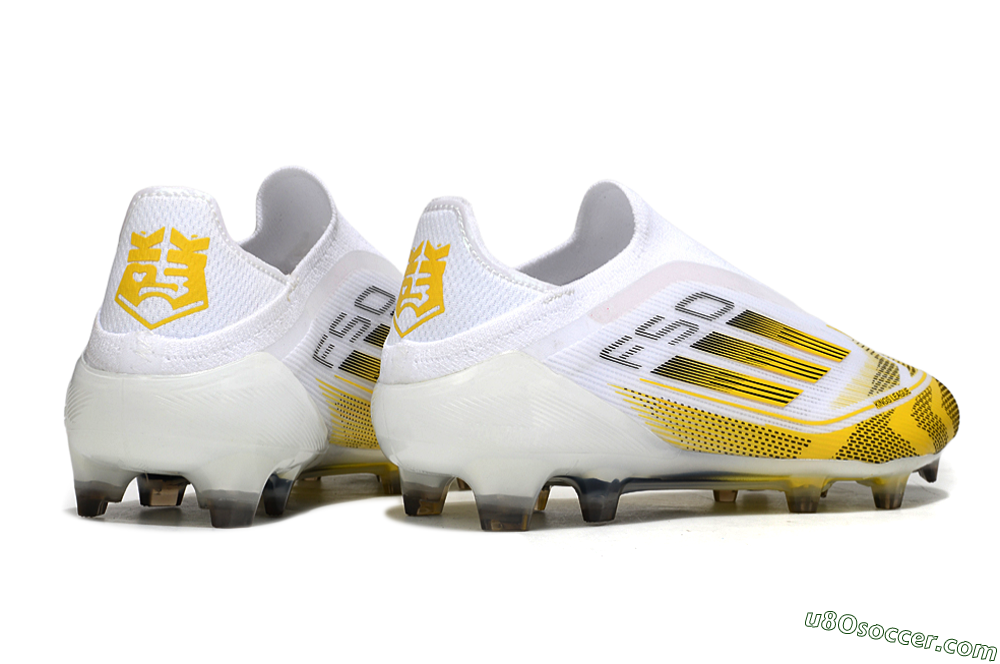 Adidas F50 Elite Kings League Laceless FG Firm Ground Soccer Cleats - White/Yellow/Black 6