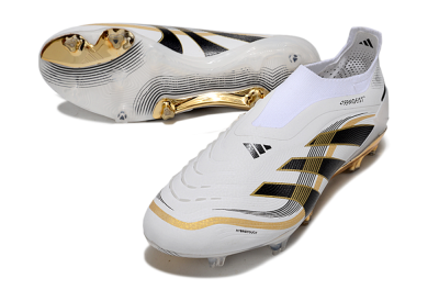 Adidas Predator Laceless Elite 25 FG Firm Ground Soccer Cleats - White/Black/Gold