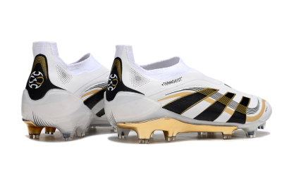 Adidas Predator Laceless Elite 25 FG Firm Ground Soccer Cleats - White/Black/Gold