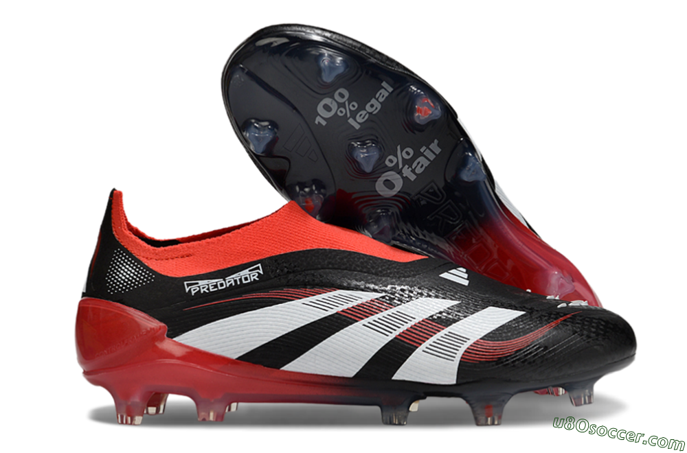 Adidas Predator Laceless Elite 25 FG Firm Ground Soccer Cleats - Black/White/Red 1