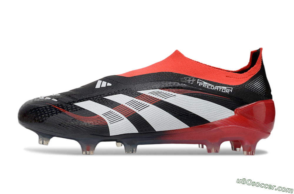 Adidas Predator Laceless Elite 25 FG Firm Ground Soccer Cleats - Black/White/Red 2