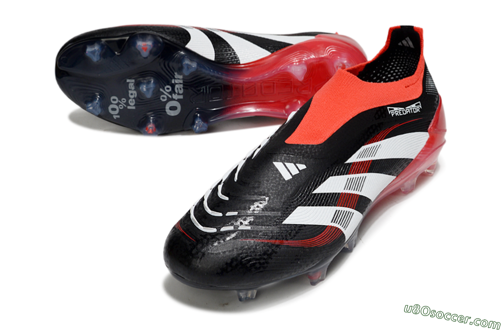 Adidas Predator Laceless Elite 25 FG Firm Ground Soccer Cleats - Black/White/Red 3
