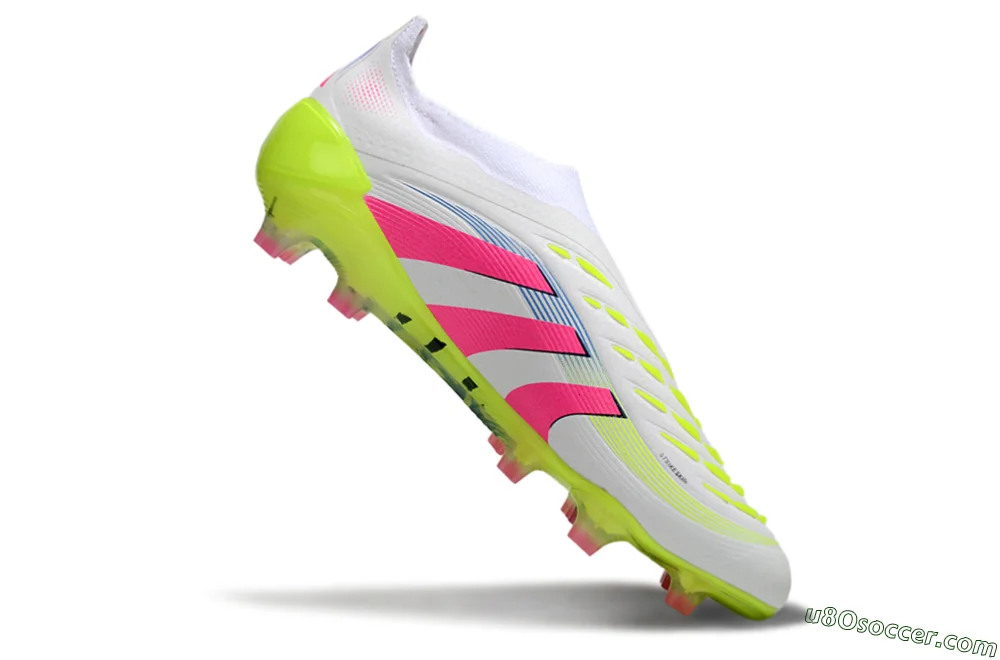 Adidas Predator Laceless Elite 25 FG Soccer Cleats - White/Pink/Yellow