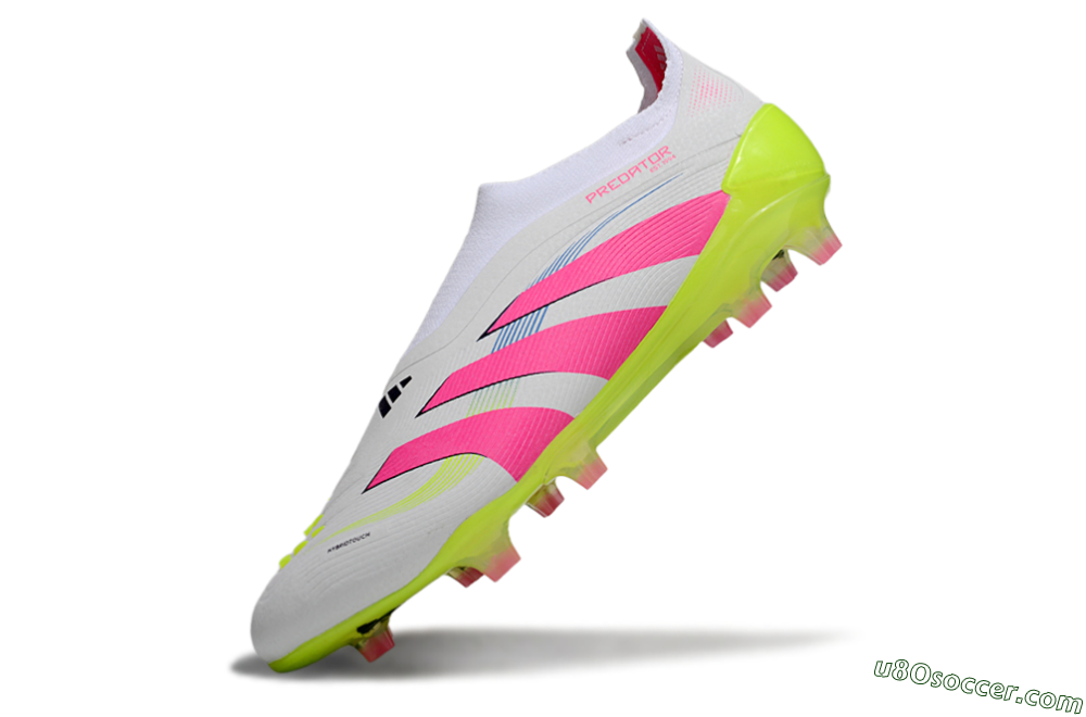 Adidas Predator Laceless Elite 25 FG Firm Ground Soccer Cleats - White/Pink/Yellow 5