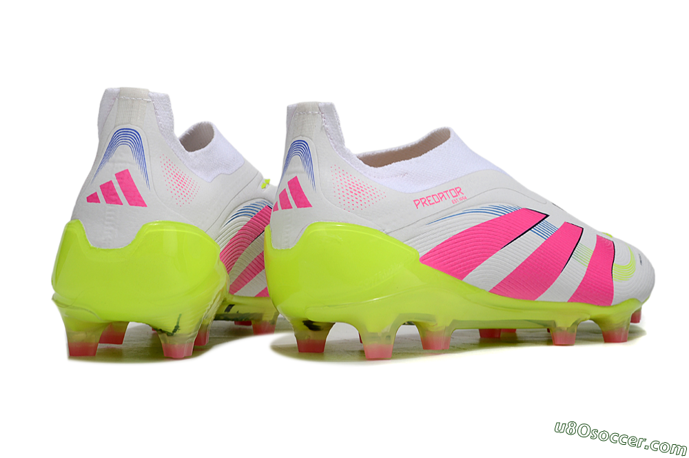 Adidas Predator Laceless Elite 25 FG Firm Ground Soccer Cleats - White/Pink/Yellow 6