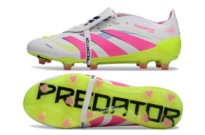 Adidas Predator Elite Foldover Tongue FG Firm Ground Soccer Cleats - White/Pink/Yellow