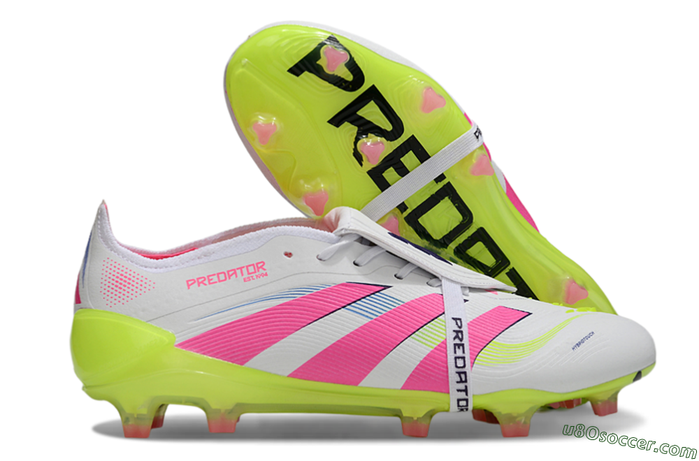 Adidas Predator Elite Foldover Tongue FG Firm Ground Soccer Cleats - White/Pink/Yellow 1