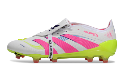Adidas Predator Elite Foldover Tongue FG Firm Ground Soccer Cleats - White/Pink/Yellow