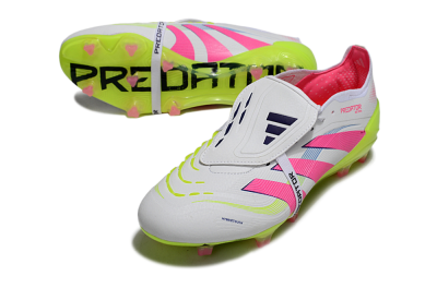 Adidas Predator Elite Foldover Tongue FG Firm Ground Soccer Cleats - White/Pink/Yellow