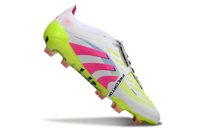 Adidas Predator Elite Foldover Tongue FG Firm Ground Soccer Cleats - White/Pink/Yellow