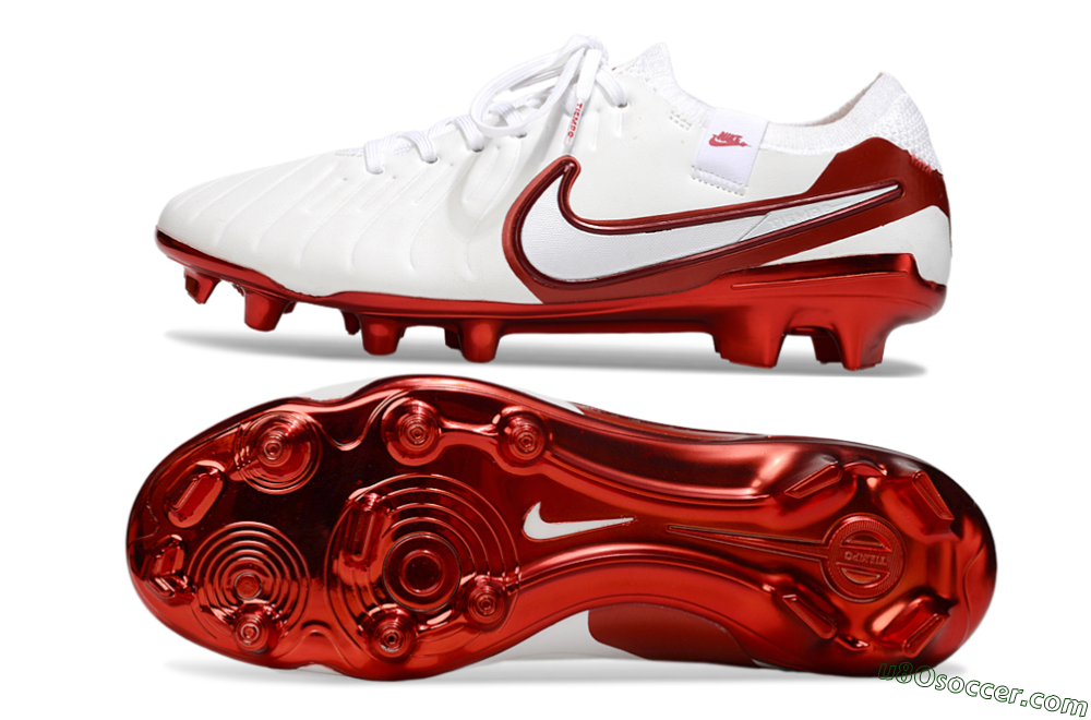 Nike Tiempo Legend 10 Elite FG Firm Ground Soccer Cleats - White/Red 0