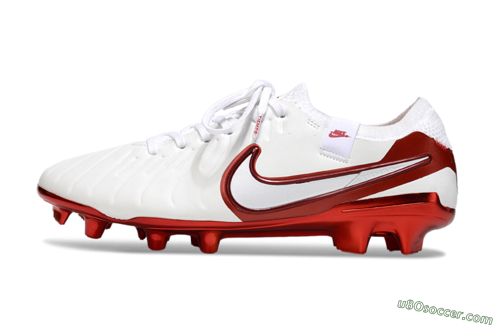 Nike Tiempo Legend 10 Elite FG Firm Ground Soccer Cleats - White/Red 2