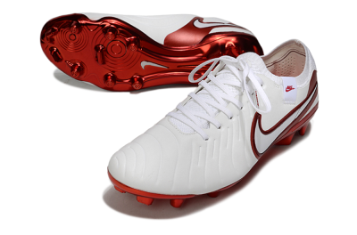 Nike Tiempo Legend 10 Elite FG Firm Ground Soccer Cleats - White/Red