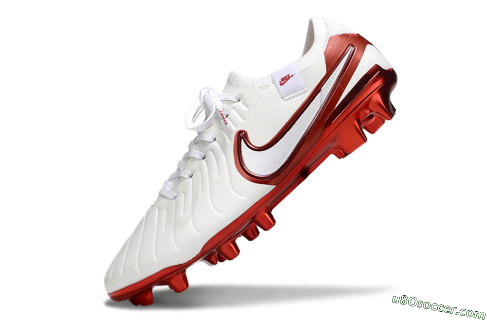 Nike Tiempo Legend 10 Elite FG Firm Ground Soccer Cleats - White/Red 5
