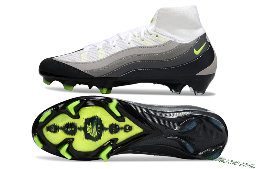 Nike Air Zoom Mercurial Superfly 10 Elite FG Firm Ground Soccer Cleats - White/Grey/Yellow 0