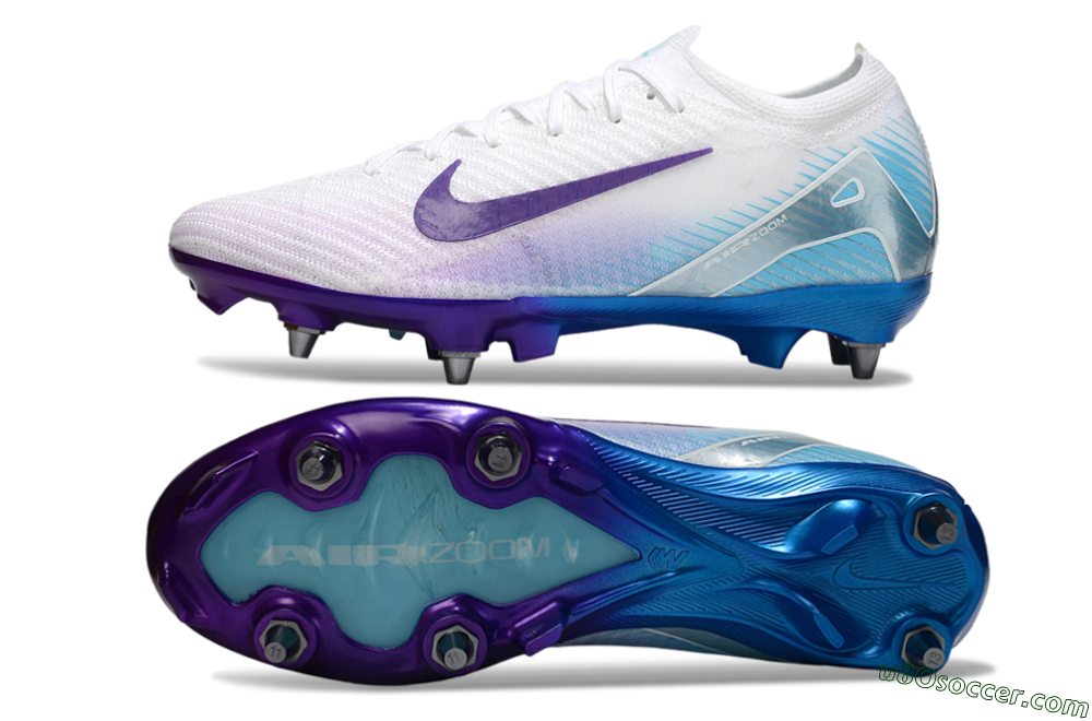 Nike Air Zoom Mercurial Vapor 16 Elite SG Soft Ground Soccer Cleats - White/Purple/Jade 0