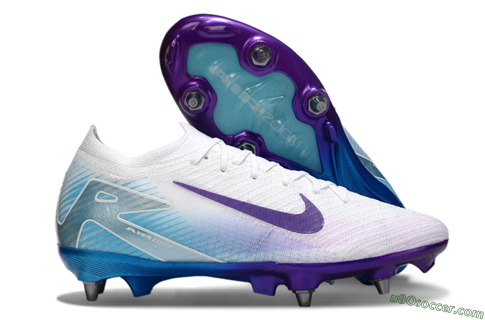 Nike Air Zoom Mercurial Vapor 16 Elite SG Soft Ground Soccer Cleats - White/Purple/Jade 1