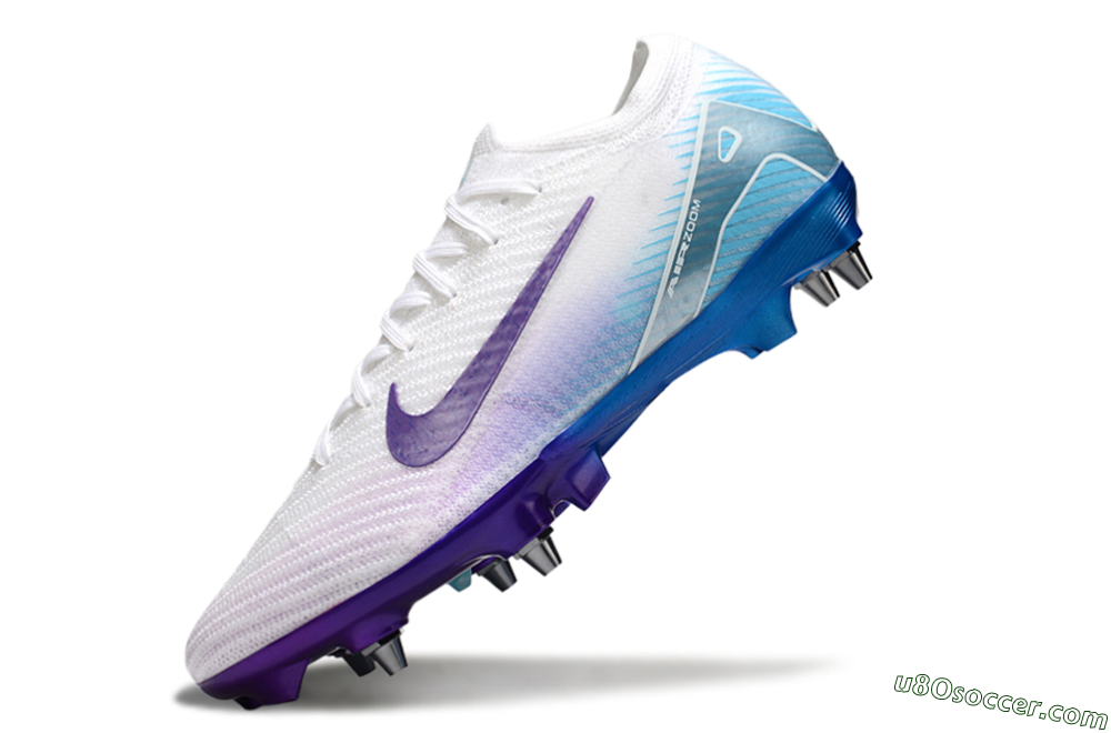 Nike Air Zoom Mercurial Vapor 16 Elite SG Soft Ground Soccer Cleats - White/Purple/Jade 5