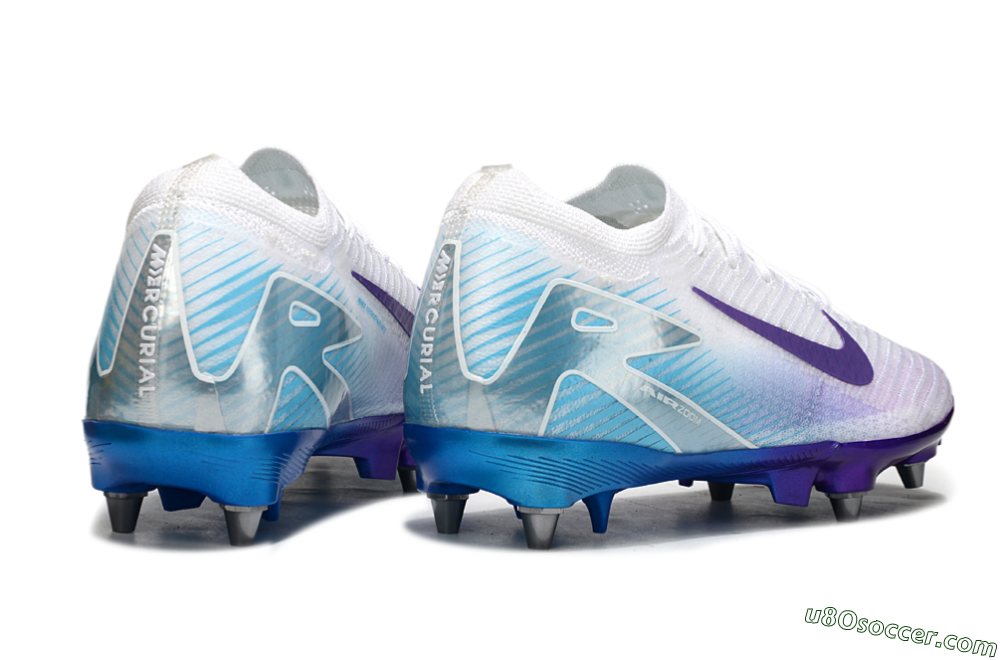 Nike Air Zoom Mercurial Vapor 16 Elite SG Soft Ground Soccer Cleats - White/Purple/Jade 6