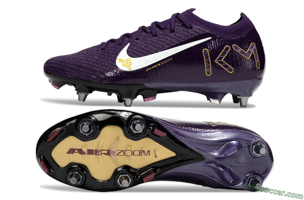 Nike Air Zoom Mercurial Vapor 16 Elite SG Soft Ground Soccer Cleats - Purple/White/Gold 0