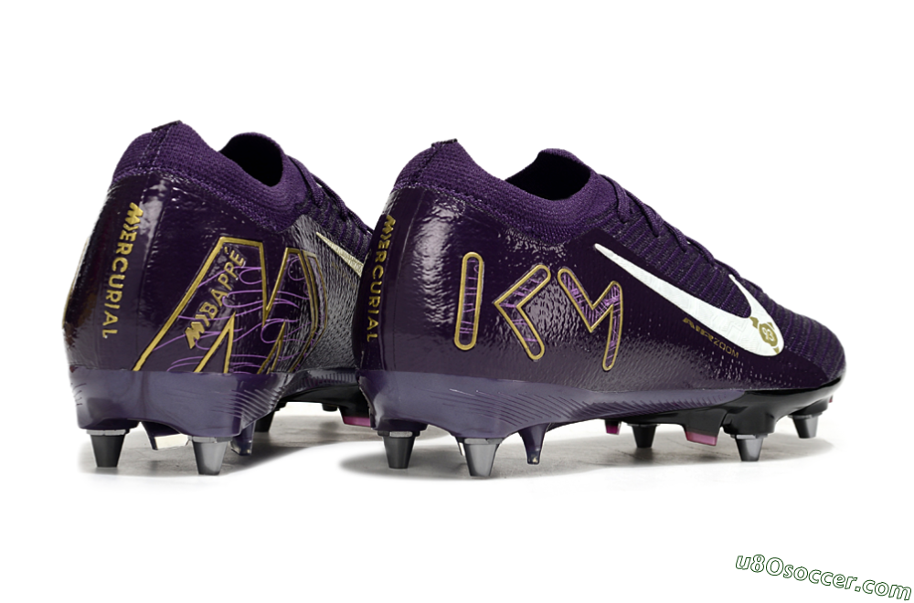 Nike Air Zoom Mercurial Vapor 16 Elite SG Soft Ground Soccer Cleats - Purple/White/Gold 6
