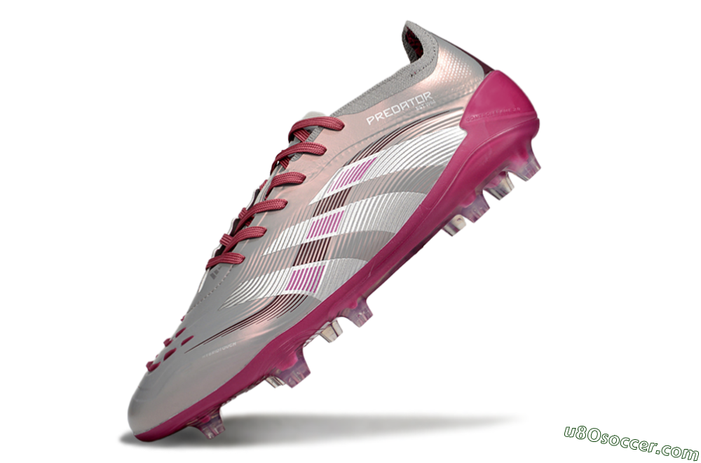 Adidas Predator 25 Elite FG Firm Ground Soccer Cleats - Grey/Silver/Red 5