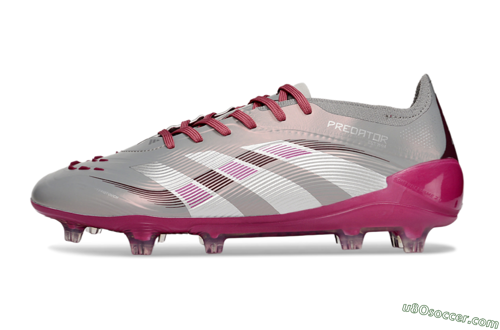 Adidas Predator 25 Elite FG Firm Ground Soccer Cleats - Grey/Silver/Red 2
