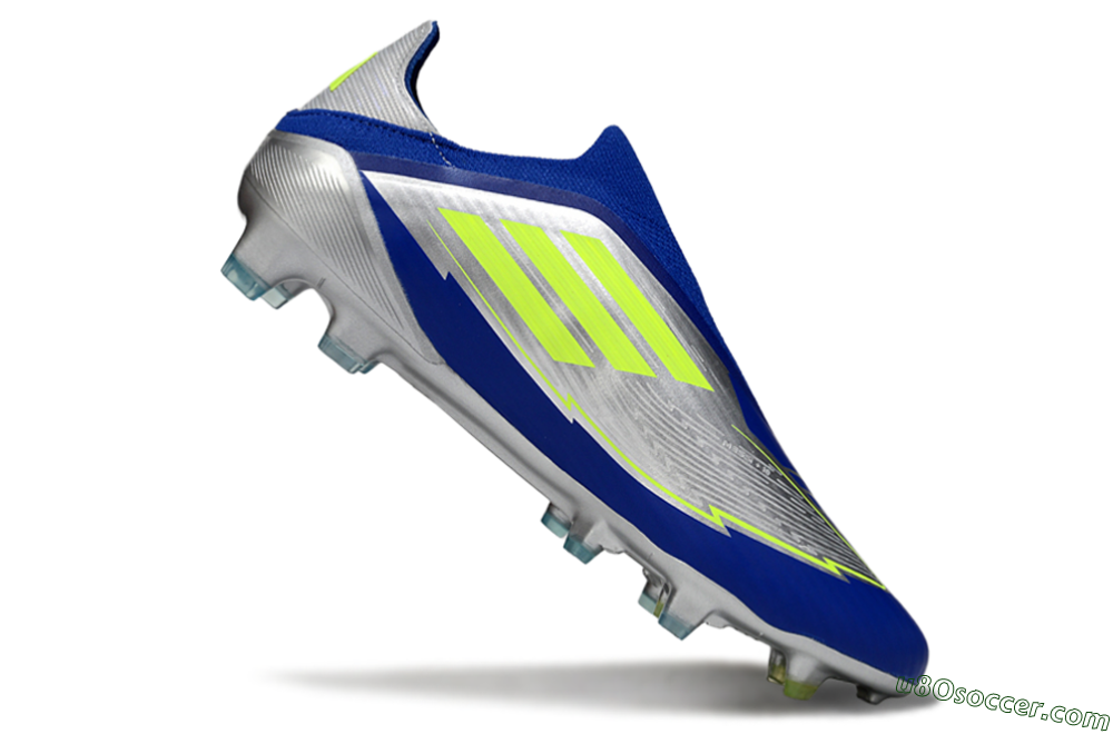 Messi x Adidas F50+ Elite FG Firm Ground Soccer Cleats - Silver/Blue/Yellow 4