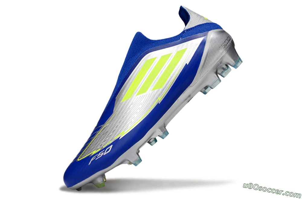 Messi x Adidas F50+ Elite FG Firm Ground Soccer Cleats - Silver/Blue/Yellow 5