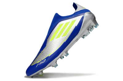 Messi x Adidas F50+ Elite FG Firm Ground Soccer Cleats - Silver/Blue/Yellow