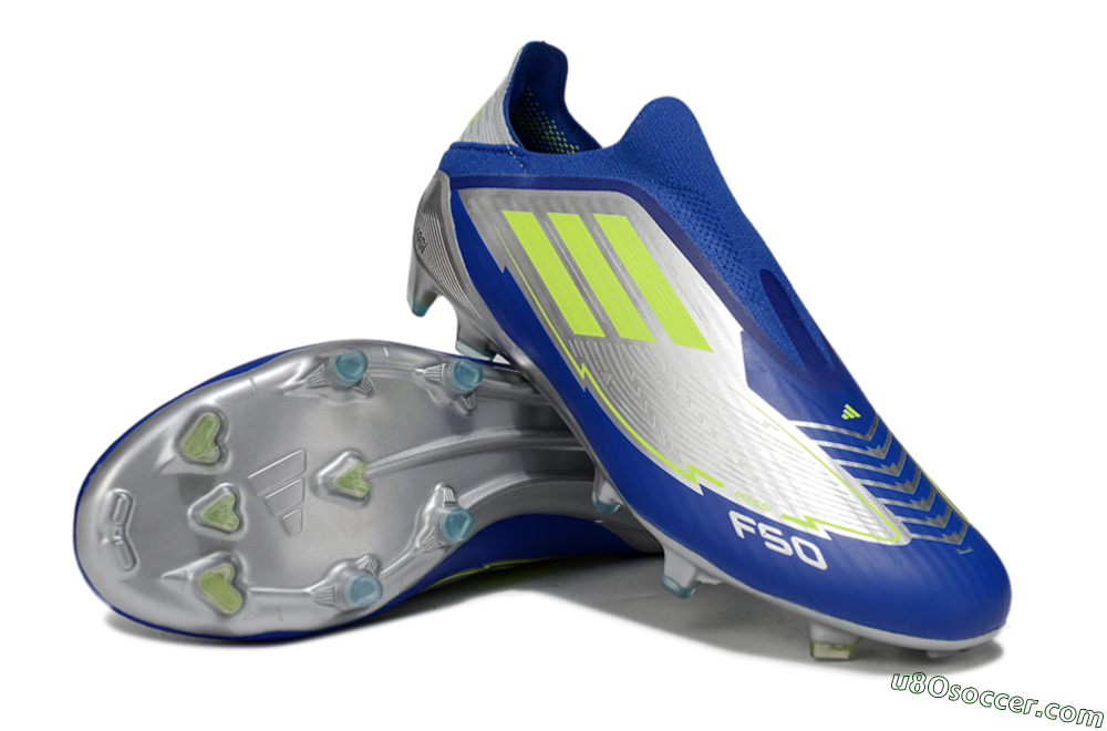 Messi x Adidas F50+ Elite FG Firm Ground Soccer Cleats - Silver/Blue/Yellow 3