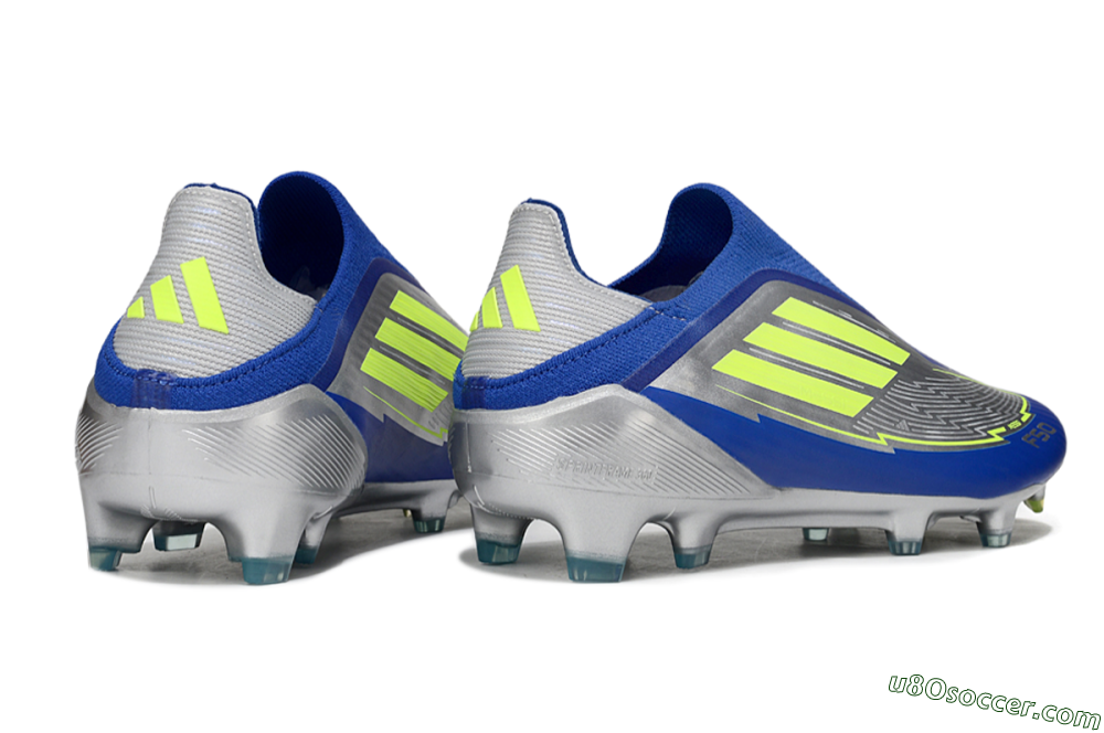 Messi x Adidas F50+ Elite FG Firm Ground Soccer Cleats - Silver/Blue/Yellow 6