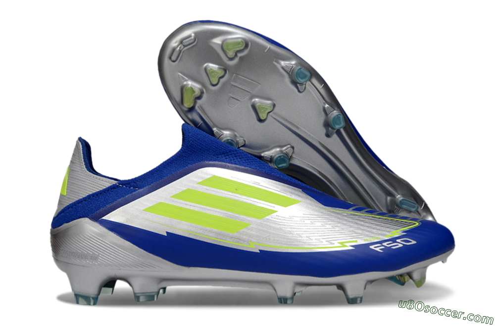 Messi x Adidas F50+ Elite FG Firm Ground Soccer Cleats - Silver/Blue/Yellow 1