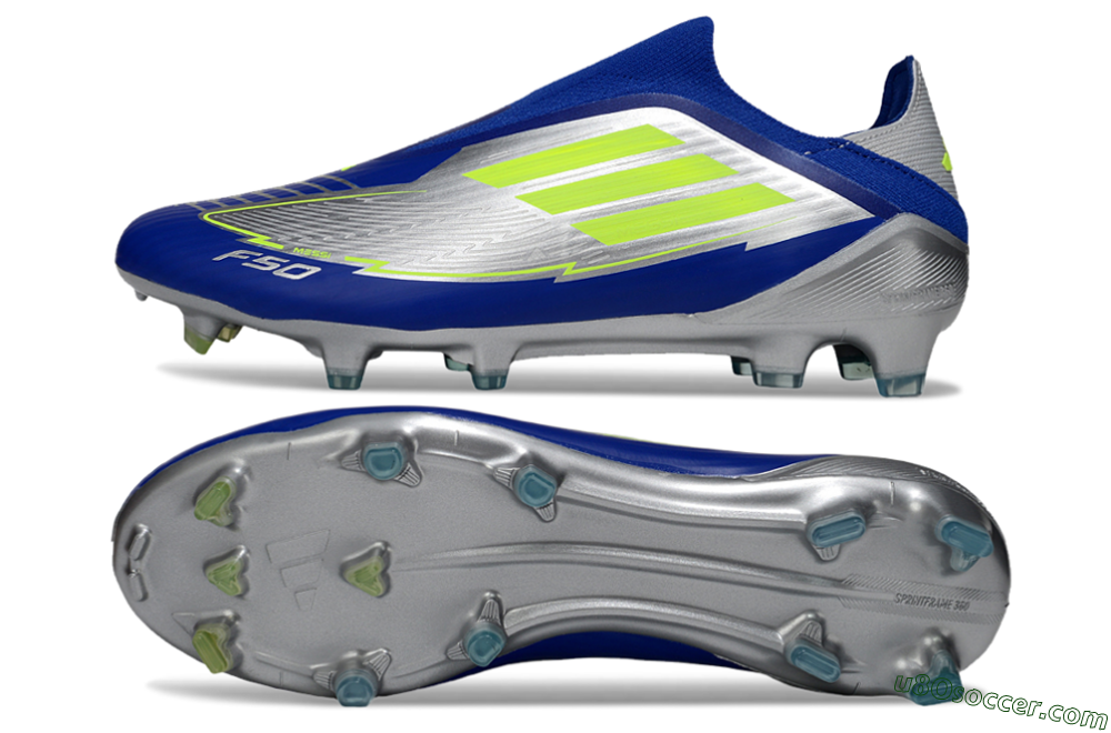 Messi x Adidas F50+ Elite FG Firm Ground Soccer Cleats - Silver/Blue/Yellow 0