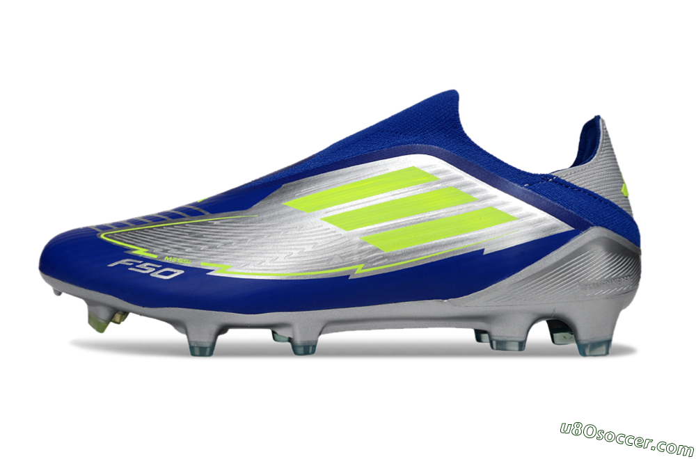 Messi x Adidas F50+ Elite FG Firm Ground Soccer Cleats - Silver/Blue/Yellow 2