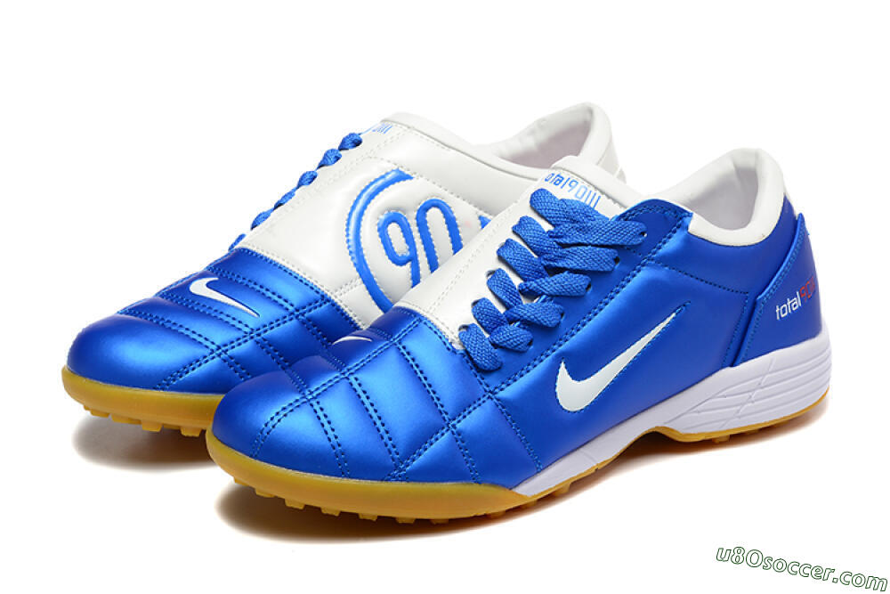 Nike Total 90 III TF Artificial Turf Soccer Shoes - Blue/White/Brown 5