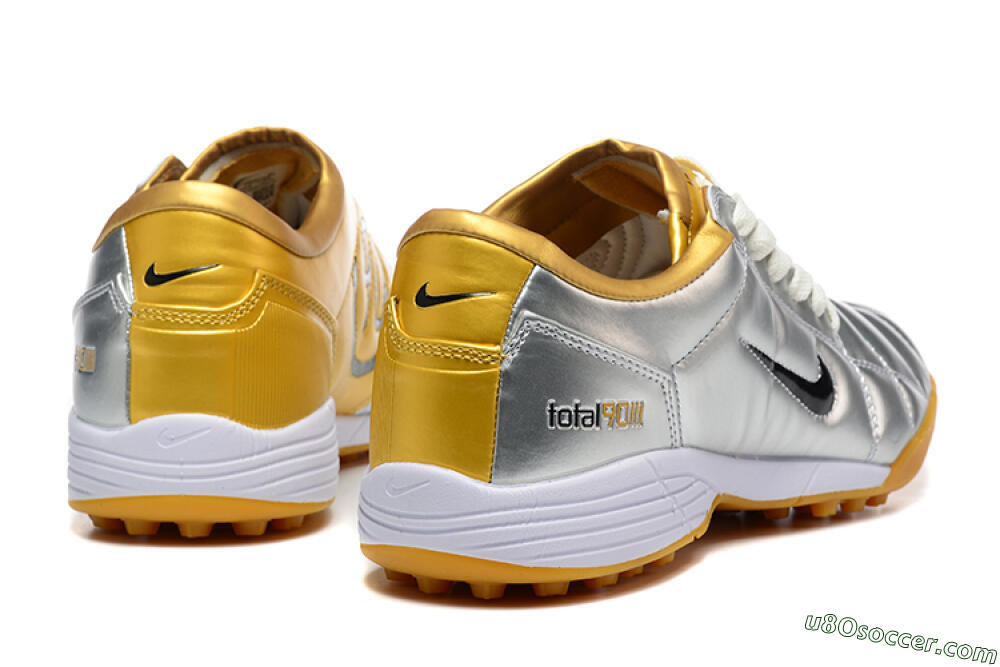 Nike Total 90 III TF Artificial Turf Soccer Shoes - Silver/Black/Yellow 9
