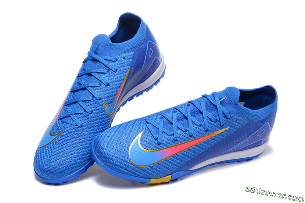 Nike Air Zoom Mercurial Vapor 16 Elite TF Artificial Turf Soccer Shoes - Blue/Gold/Pink 6