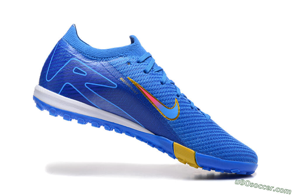 Nike Air Zoom Mercurial Vapor 16 Elite TF Artificial Turf Soccer Shoes - Blue/Gold/Pink 7