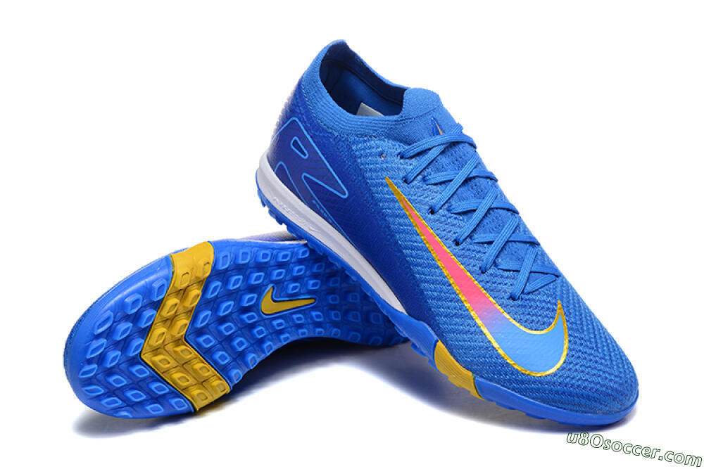 Nike Air Zoom Mercurial Vapor 16 Elite TF Artificial Turf Soccer Shoes - Blue/Gold/Pink 4