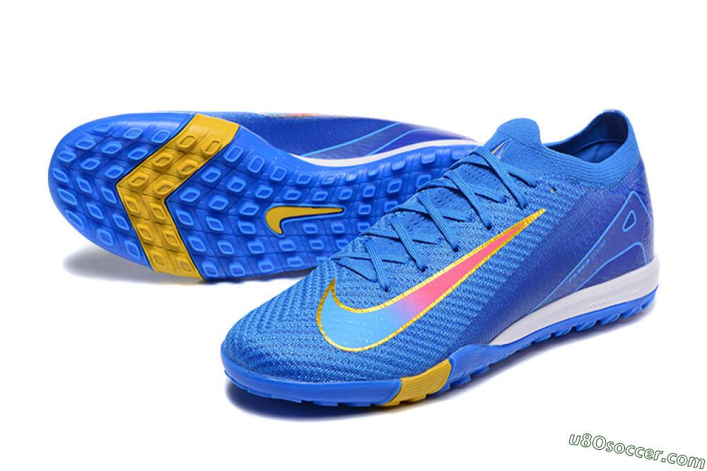 Nike Air Zoom Mercurial Vapor 16 Elite TF Artificial Turf Soccer Shoes - Blue/Gold/Pink 3