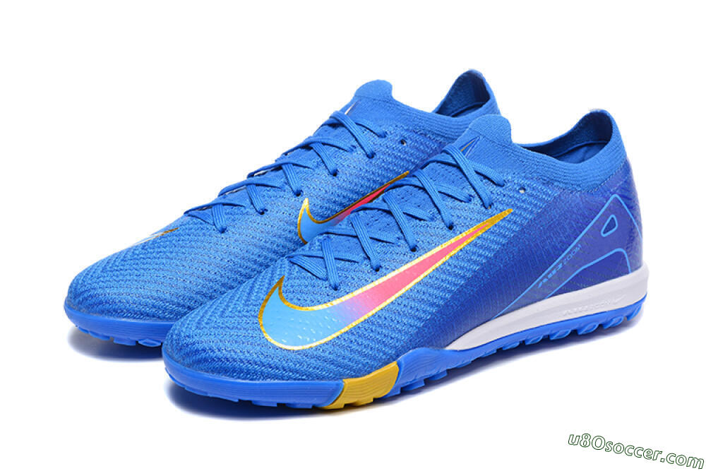 Nike Air Zoom Mercurial Vapor 16 Elite TF Artificial Turf Soccer Shoes - Blue/Gold/Pink 5