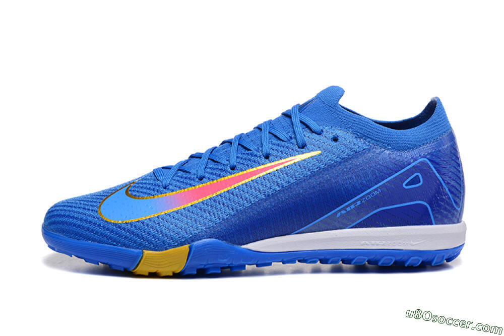 Nike Air Zoom Mercurial Vapor 16 Elite TF Artificial Turf Soccer Shoes - Blue/Gold/Pink 2