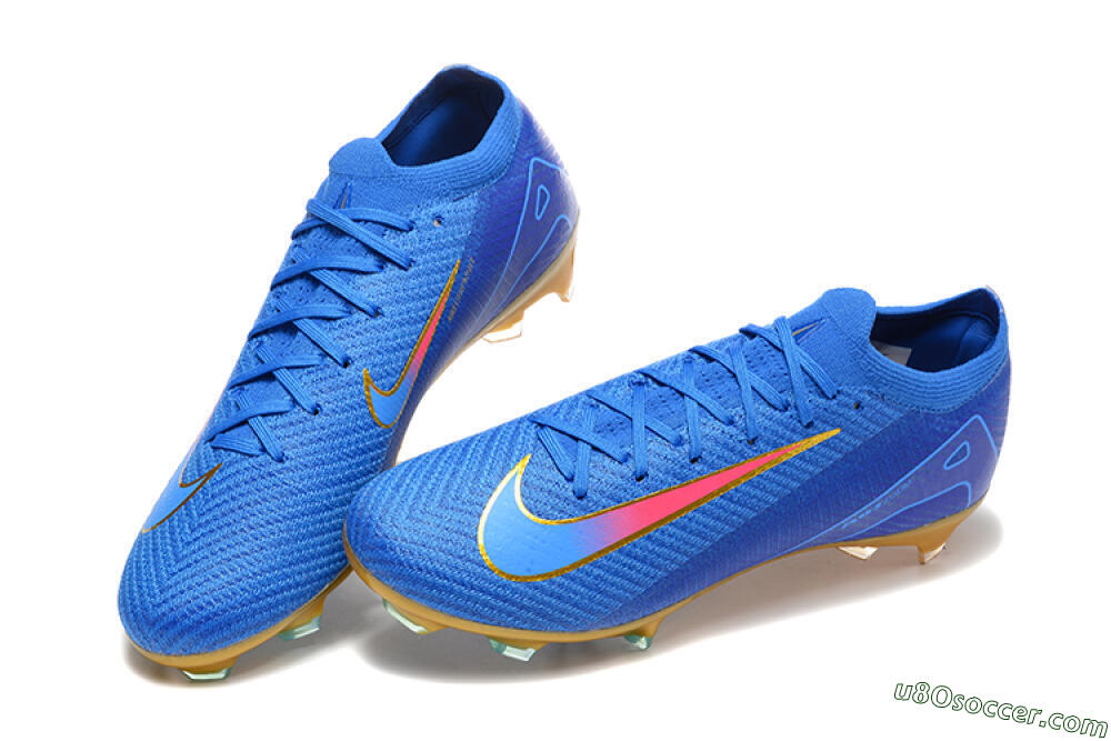 Nike Air Zoom Mercurial Vapor 16 Elite FG Firm Ground Soccer Cleats - Blue/Gold/Pink 6