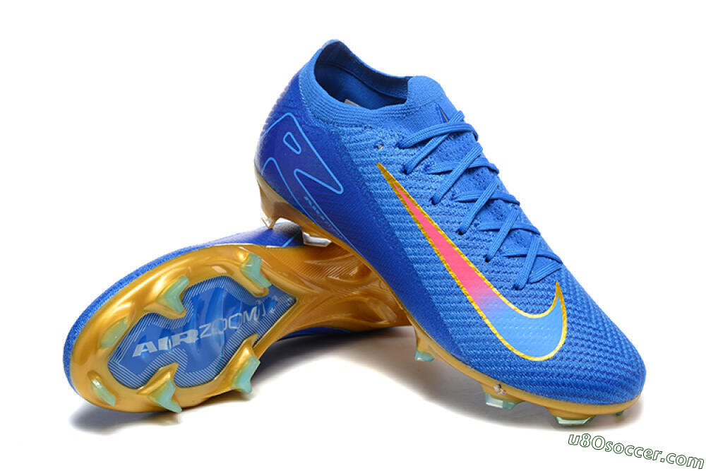 Nike Air Zoom Mercurial Vapor 16 Elite FG Firm Ground Soccer Cleats - Blue/Gold/Pink 4