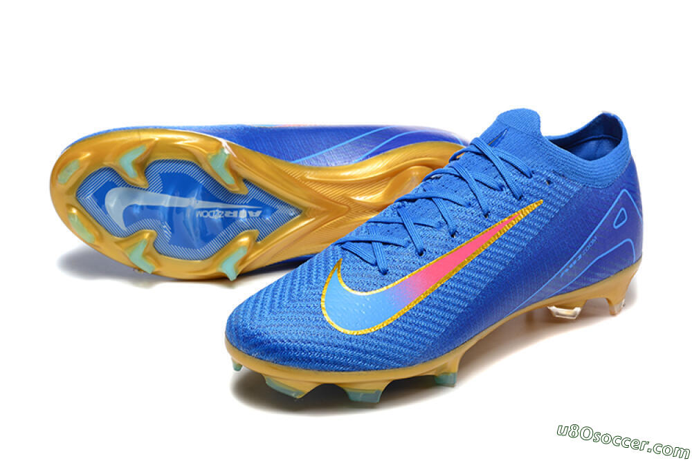 Nike Air Zoom Mercurial Vapor 16 Elite FG Firm Ground Soccer Cleats - Blue/Gold/Pink 3