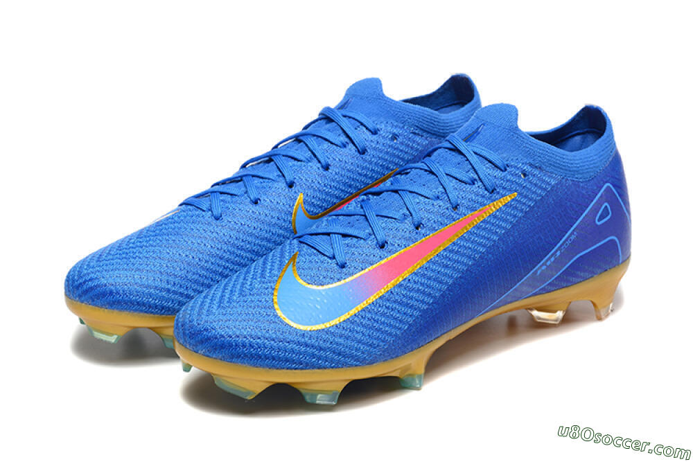 Nike Air Zoom Mercurial Vapor 16 Elite FG Firm Ground Soccer Cleats - Blue/Gold/Pink 5