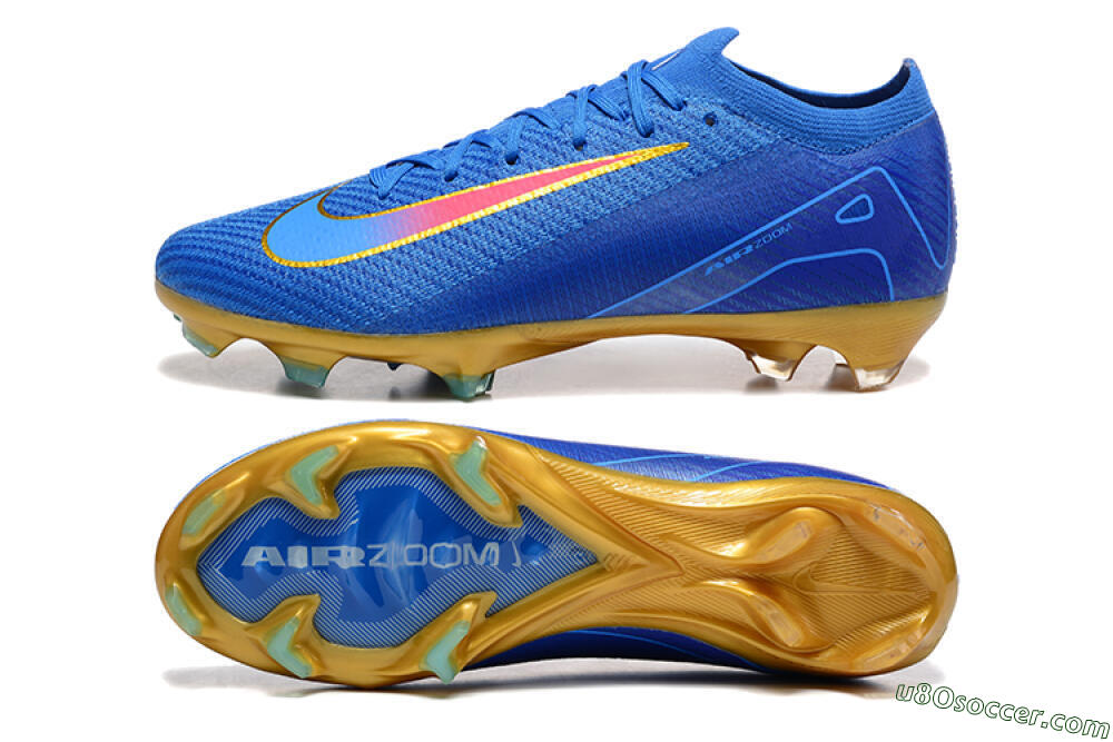 Nike Air Zoom Mercurial Vapor 16 Elite FG Firm Ground Soccer Cleats - Blue/Gold/Pink 0