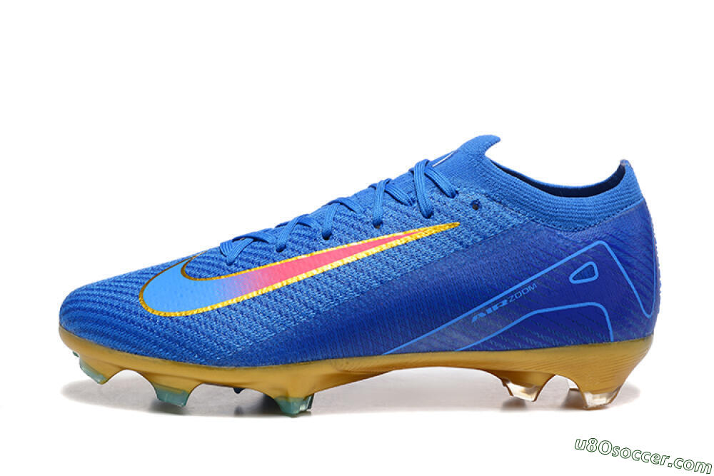Nike Air Zoom Mercurial Vapor 16 Elite FG Firm Ground Soccer Cleats - Blue/Gold/Pink 2