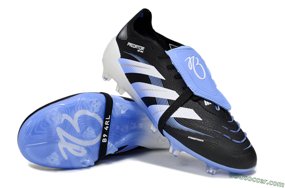 Adidas Predator 25 Elite Foldover Tongue FG Firm Ground Soccer Cleats - Black/White/Blue 3